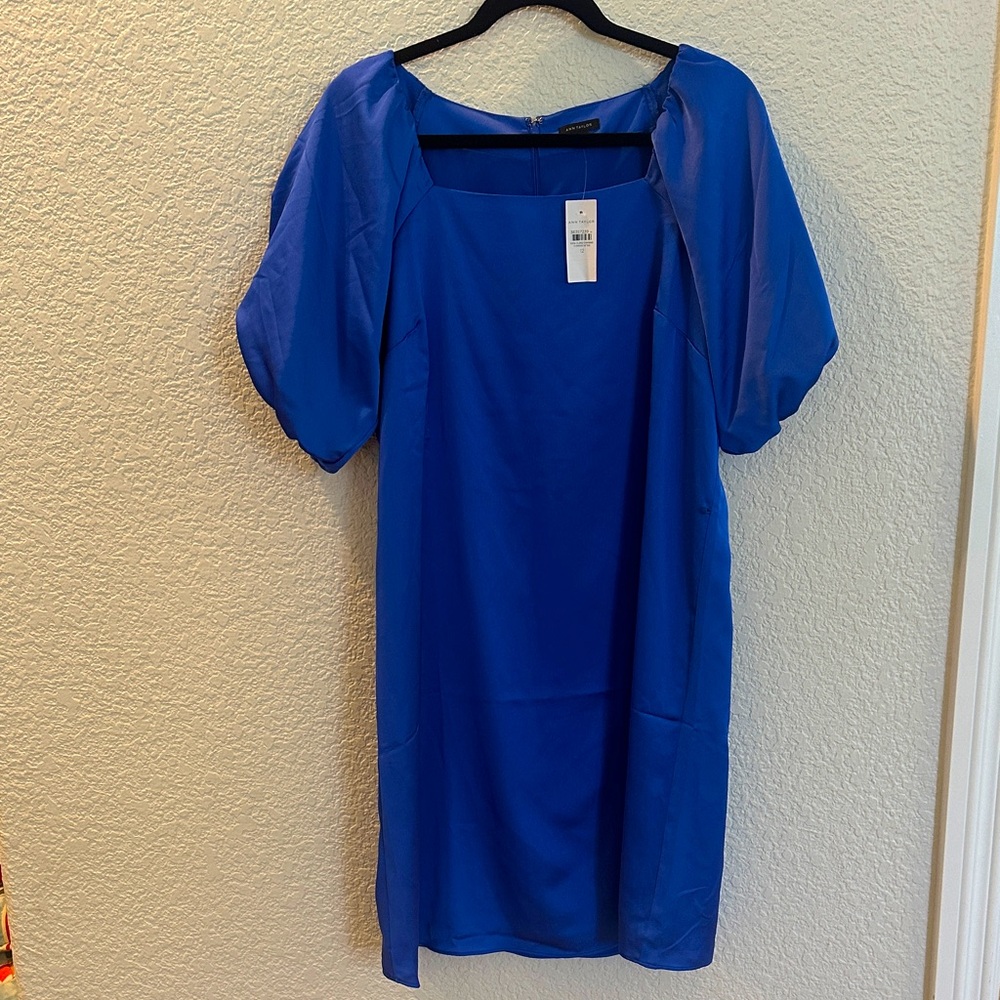 Ann Taylor Cobalt Blue Puff-Sleeve Mini Dress